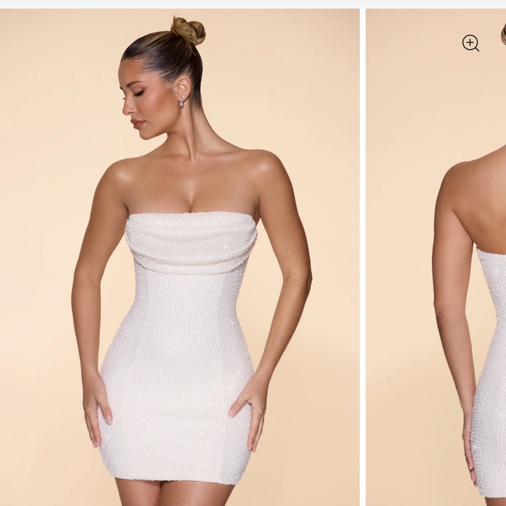 Oh Polly Strapless Cream Dress